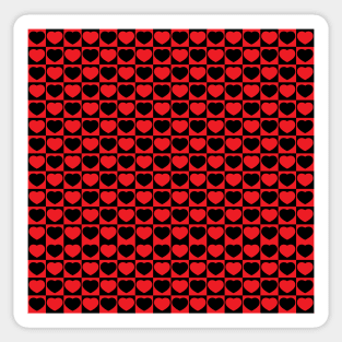 Checkered Hearted Black And Red Sticker